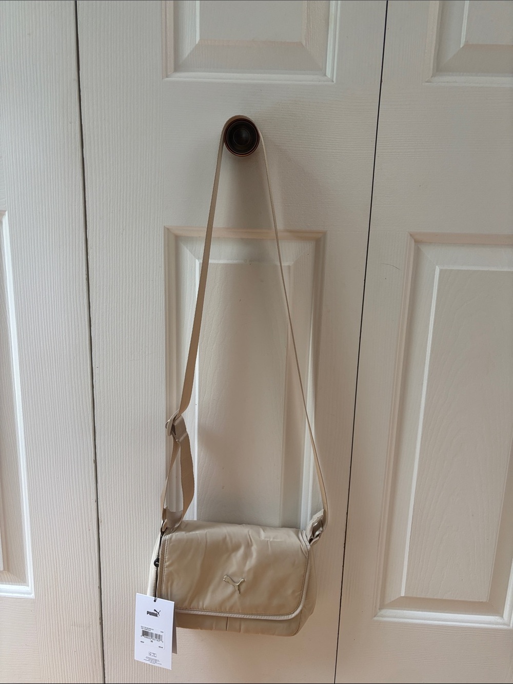 Puma Light Beige Nylon Crossbody Bag with Adjustable Strap - Picture 2 of 12